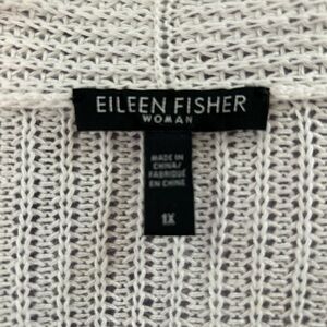Eileen Fisher Organic Linen Draped Front  Cardigan, White, Size 1X